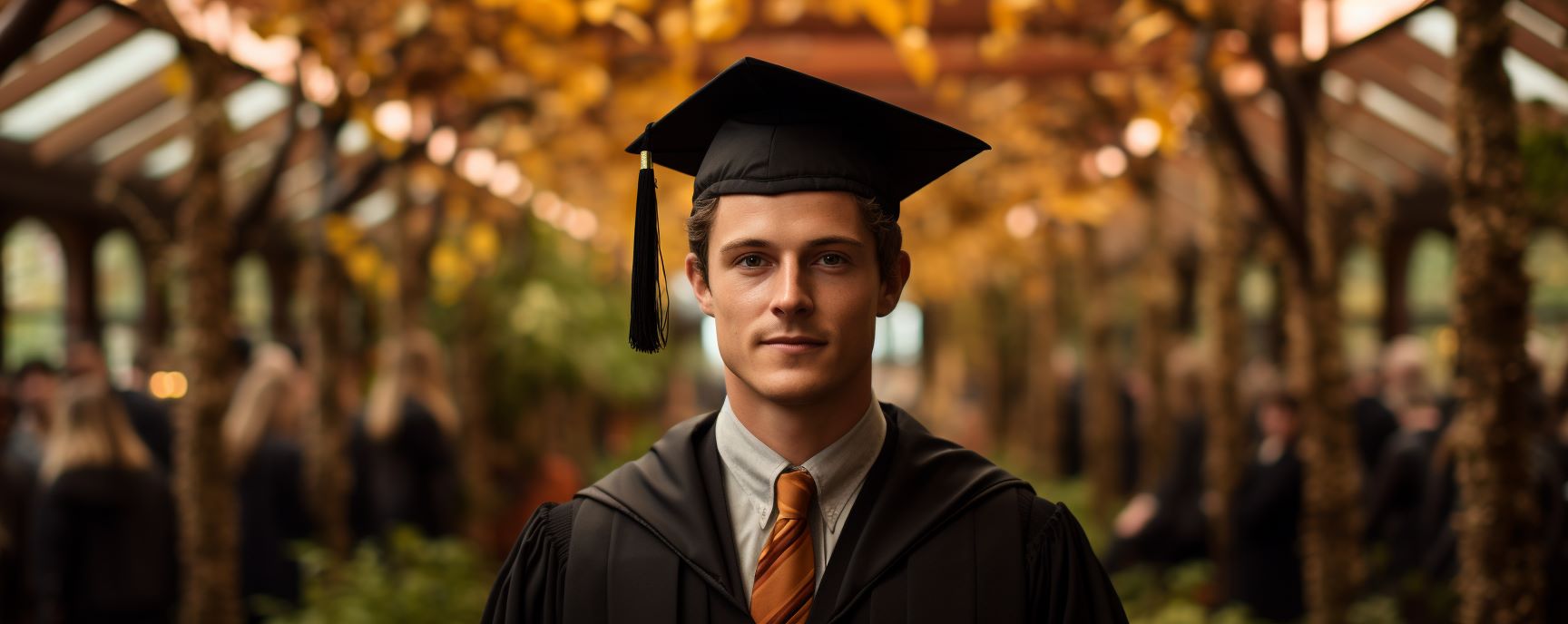 Psychology Degree Graduate Hero Serene graduate in cap and gown, autumn